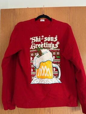 Red Holiday Graphic Crewneck Sweater